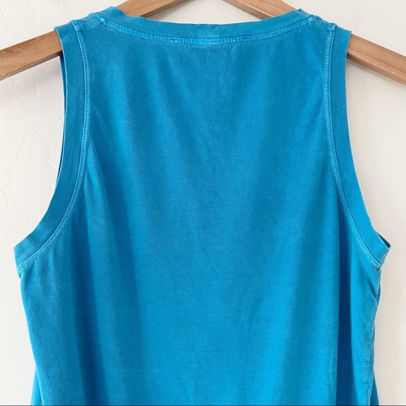 Yves Saint Laurent 1990s YSL Velvet logo-print tank top Teal Blue - Picture 7 of 10